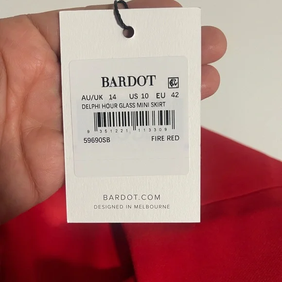 Nwt Revolve Bardot Delphi Hourglass Mini Skirt in fired red size 10 - Picture 10 of 11